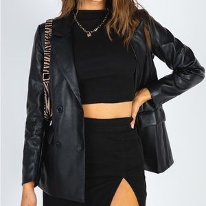 Princess Polly ELLEN FAUX LEATHER BLAZER